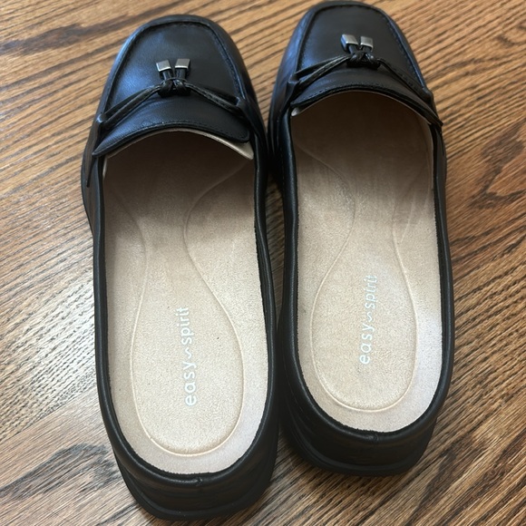 NWOT EASY SPRIT PATTI LEATHER SQUARE TOE MULES IN BLACK, SIZE 8.5 - Picture 4 of 7